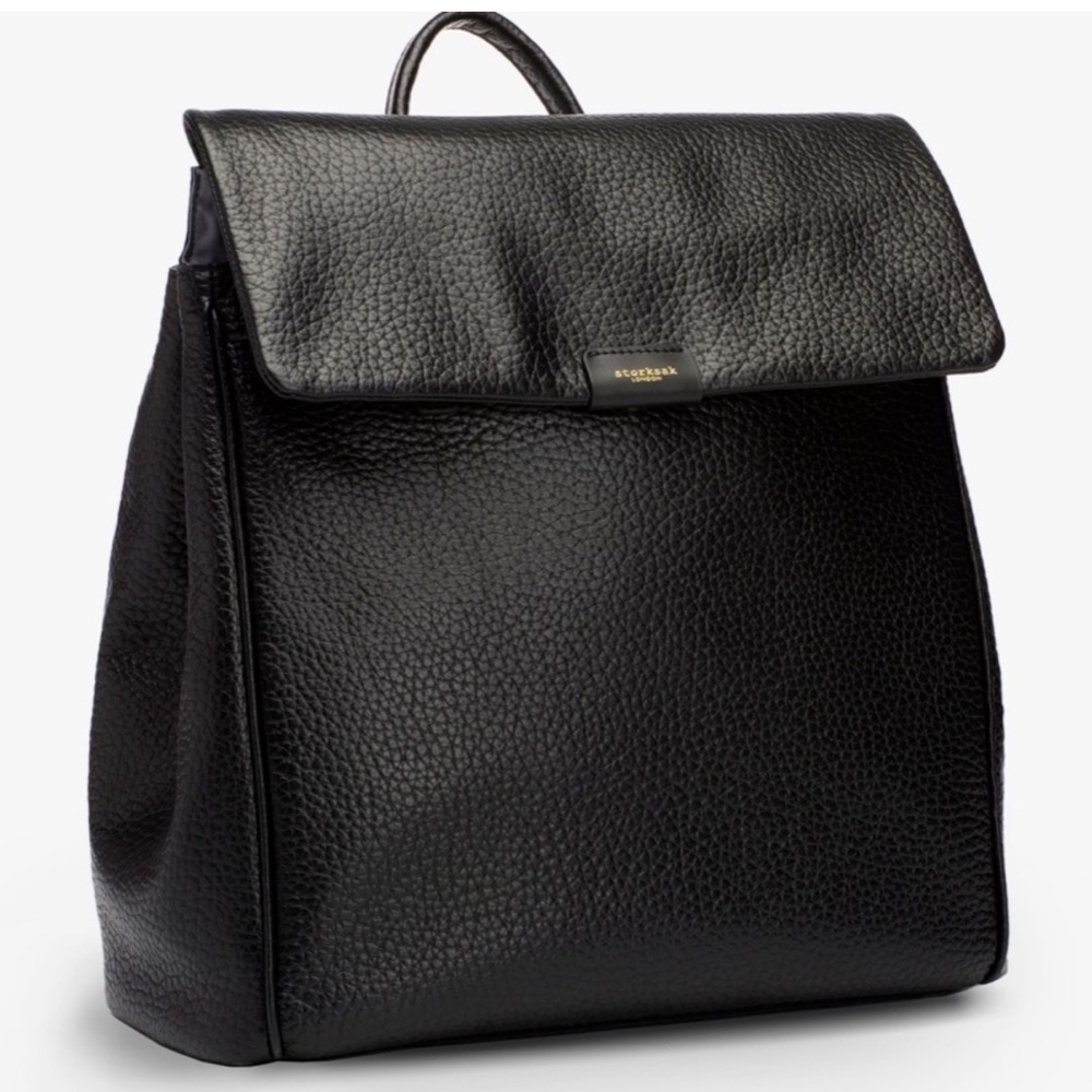 Storksak St. James Leather Convertible Diaper Backpack Black
